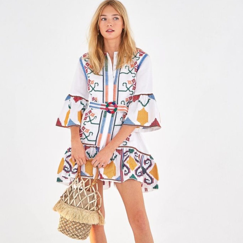 FARM Rio Embroidered Floral Mini Dress - Sz. Large